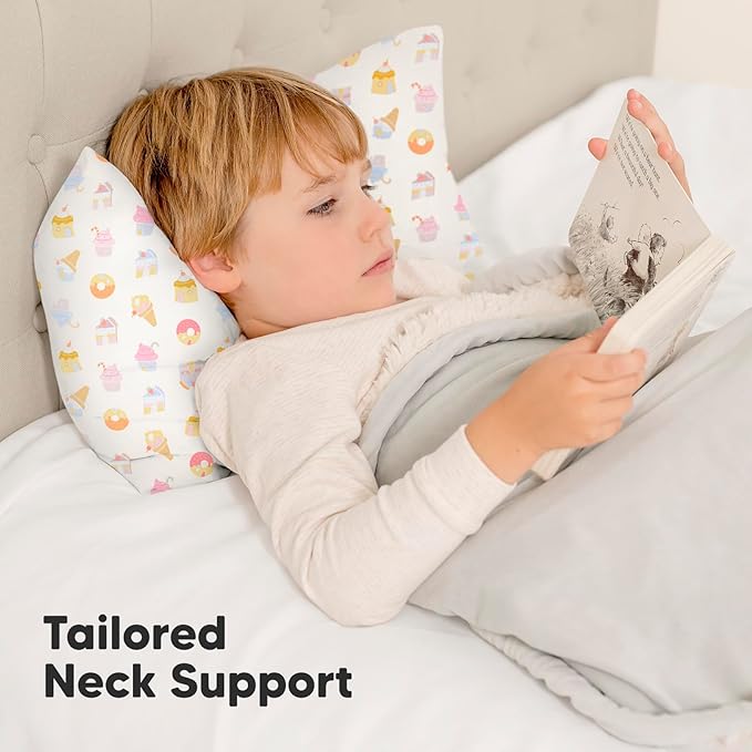 Toddler Pillow with Pillowcase - 13x18 My Little Dreamy Kids Travel Bed Pillows for Sleeping, Organic Cotton Small Pillowcase, Soft & Breathable, Machine Washable, Toddlers 2-5 years old (Sweetopia)