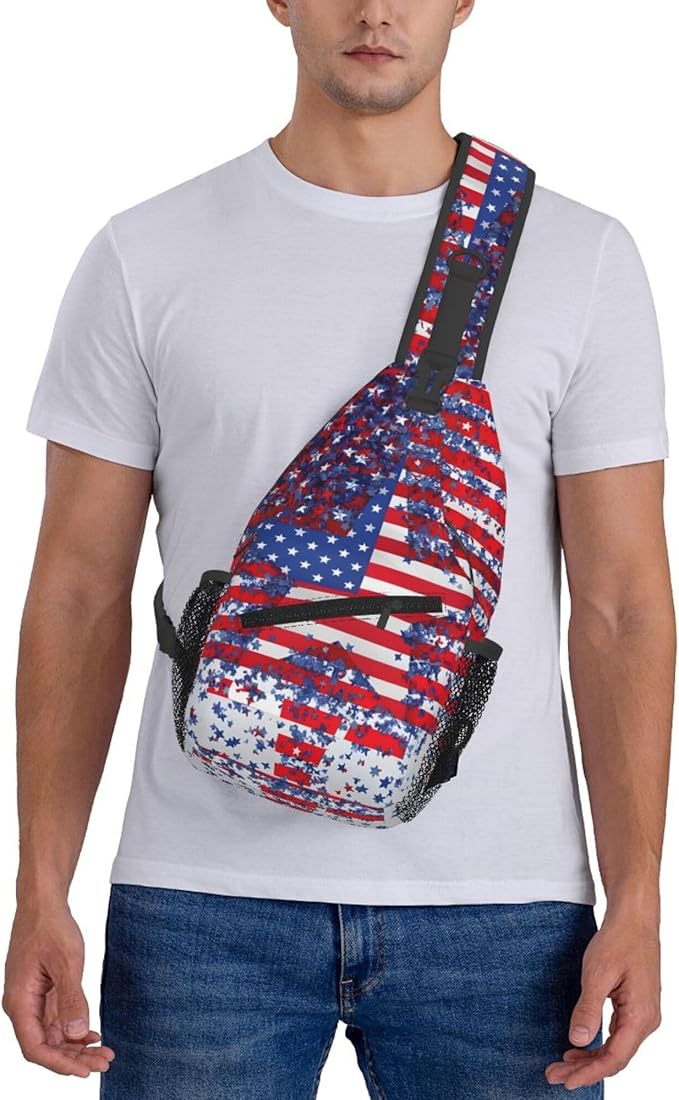 GJXFLSY American Flag Sling Backpack Crossbody Bag Casual Chest Bags Travel Hiking Daypack Shoulder Bag for Women Men
