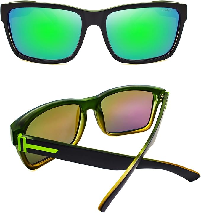 LECKIRUT Vintage Polarized Sunglasses for Men Women Retro Oversized Square Mirror Sun Glasses