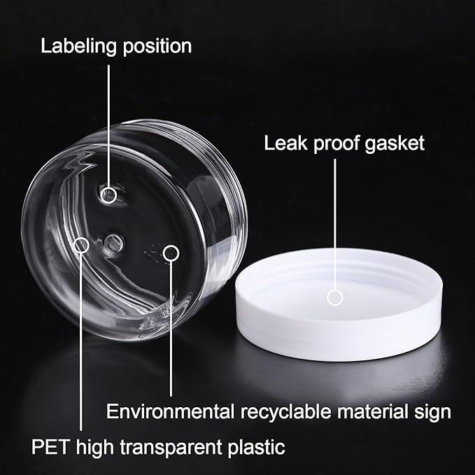 SATINIOR 12 Pack 4 oz Plastic Container Jars with Lids Round Clear Travel Cosmetic Container Jars for Toiletries, Lotion, Cream, Ointment, Makeup, Rhinestone, Sample, Kitchen Storage(White)