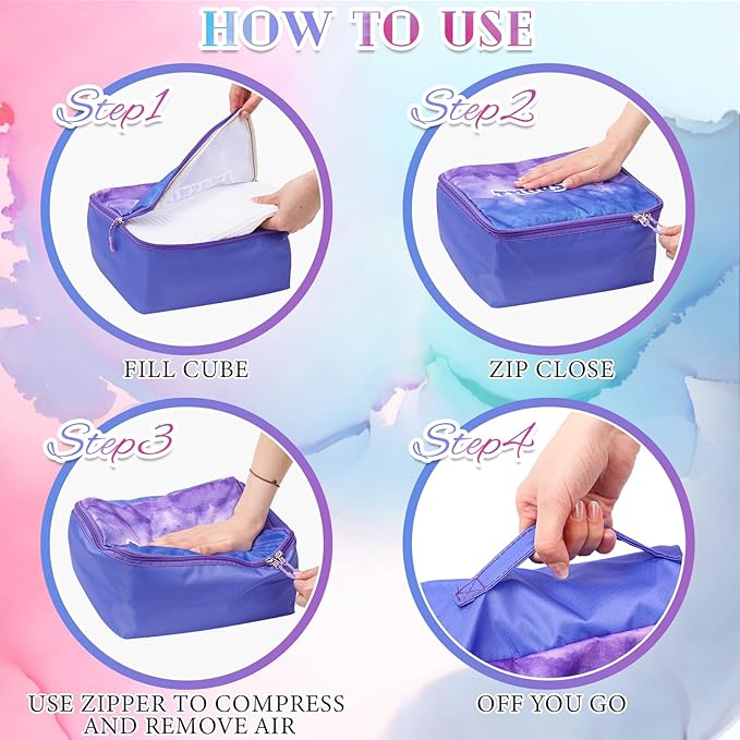 Paterr 14 Pcs Packing Cubes for Travel Kids Days of Week Compression Packing Cubes Colorful Luggage Organizers Suitcase Camp(10 x 8 x 5 Inch)