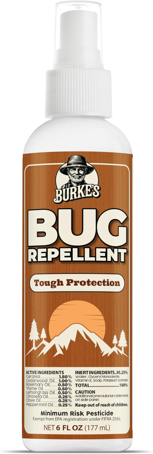 Burke’s Bug Repellent Spray – DEET-Free, Kid & Pet Safe Insect Repellent for Mosquitoes, Ticks, and Gnats – Travel Size, Natural Essential Oils, Outdoor Protection, 6 oz (180mL)