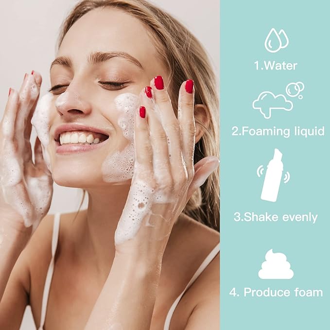 2oz Foam Bottle (3PCS) Empty Foaming Pump Dispenser for Hand Soap, Lash Cleanser, Shampoo to Travel (60ml, White&Green)