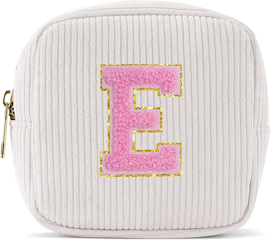 Pocmimut Unique Makeup Bag,Teen Girl Gifts Trendy Stuff for 6 7 8 9 10 11 12 Year Old Girls,Initial Makeup Pouch for Birthday Gift Graduation Gifts,E