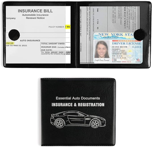UYYE Car Registration and Insurance Card Holder, Vehicle Glove Box Car Organizer, Interior Car Accessories for Documents, Cards, License - 2 Pack