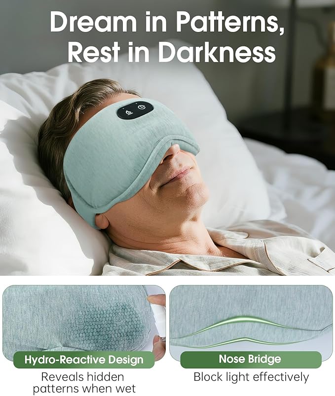Detachable Heated Eye Mask, Cordless Eye Mask for Dry Eyes & Puffiness, Algae Fiber Ultra-Soft Nose Bridge Light-Block for Deeper Sleep – Graphene Layer Warm Compress & Cold Pack,Travel Essentials
