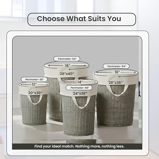 LFH Home Cotton Canvas Large Laundry Bag with Handle, Heavy Duty Drawstring Closure Washable Laundry Bags, School Travel, Home, Hotel, College Dorm, Organizer Sack, Toy Clothes 20x30 (Pack of 4)-White