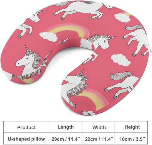 Compact Polyester Neck Support Pillow, Magic Unicorn Rainbow U-Shaped, U-Shape Rest Cushion for Car Office Travel, Machine Washable Comfort
