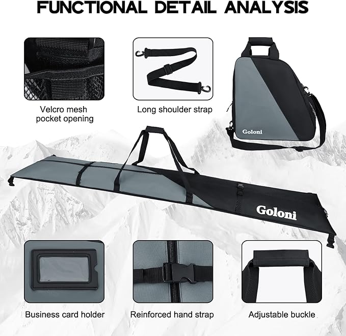 Goloni Ski Bag and Boot Bag Combo,Ski Bags for Air Travel,Snowboard Bag Fits for Skis Up to 180 CM and Boots Up To Size US13