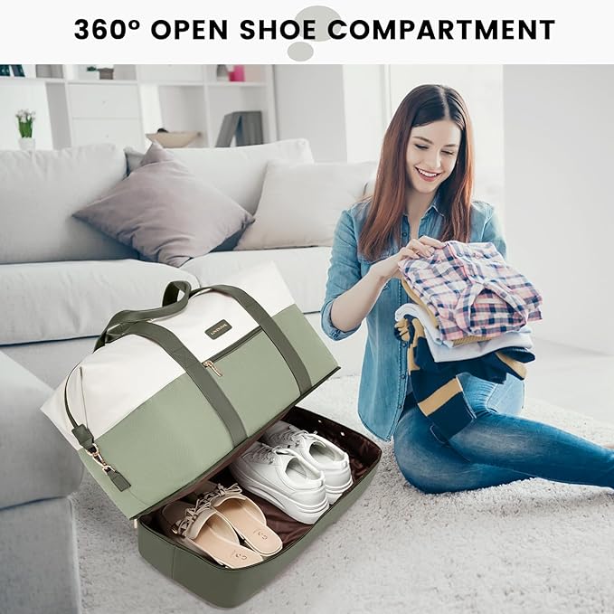 LOVEVOOK Weekender Bag, Large Travel Duffel Bag for Women with 2 Packing Cubes, Carry on Overnight Bag with Shoe Compartment, Mom Hospital Bags for Labor and Delivery