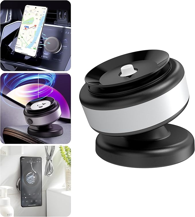 Fostex Vacuum Magnetic Phone Holder Magnet,360 Adjustable Rotatable Magnetic Mount,Electric Vacuum Magnetic Phone Holder,Hands-Freephone Holders for Your Car iPhone 16/15/14/13/12