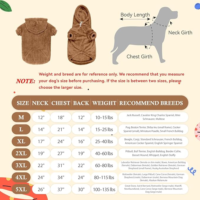 Dog Sweaters,Dog Hoodie,Warm Fuzzy Fleece Sweatshirt with Hood & Pocket,Leash Hole,Cozy Cold Weather Pet Clothes Pet Sweater for Small,Medium,and Large Dogs(Coffee,M)
