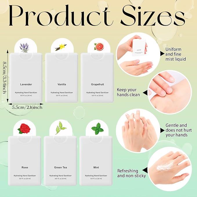 6 Pack Hand Sanitizer Spray Gift for Women Travel Size Mini Scented Hand Sanitizer Spray Refillable White Bottle Pocket Portable Thank You Gifts for Staff Teacher Nurse Office
