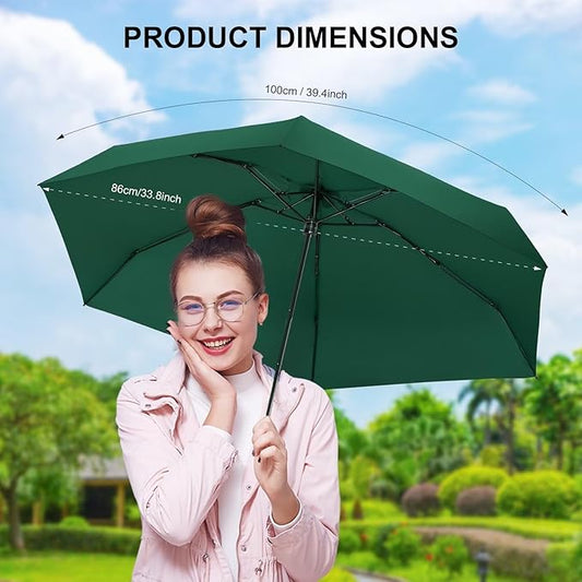LEAGERA Compact Travel Umbrella with Case - Mini Umbrella for Purse, Small Lightweight &Tiny Design Perfect for Parasol Outdoor Sun&Rain Umbrellas