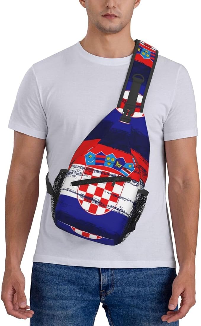 Croatia Flag Sling Bag Multipurpose Crossbody Sling Backpack Travel Cycling Hiking Shoulder Bag For Women Men