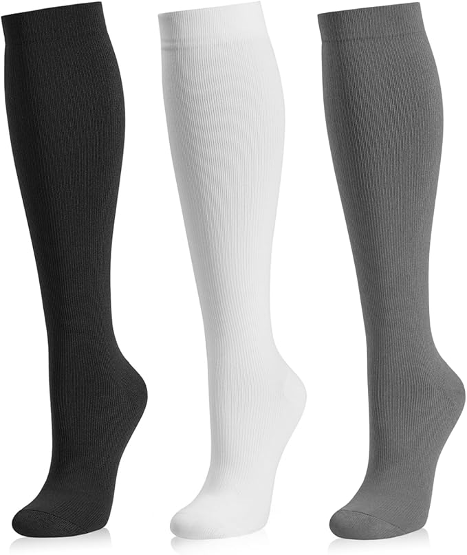 Medical Compression Socks for Women and Men 3 Pairs 20-30 mmHg Knee High Christmas Compression Stockings Circulation Best for Running Athletic Nurses