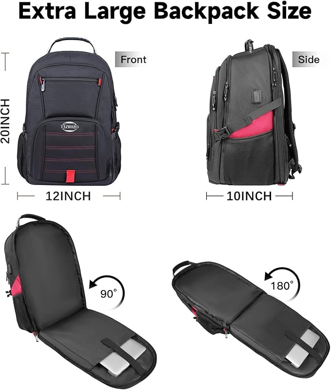 50L Travel Backpack, Extra Large Backpack, Laptop Backpack for Men, big Backpack, Water Resistant TSA Approved Business Work College School Computer Bag with USB Port, Fits 17 Inch Laptops