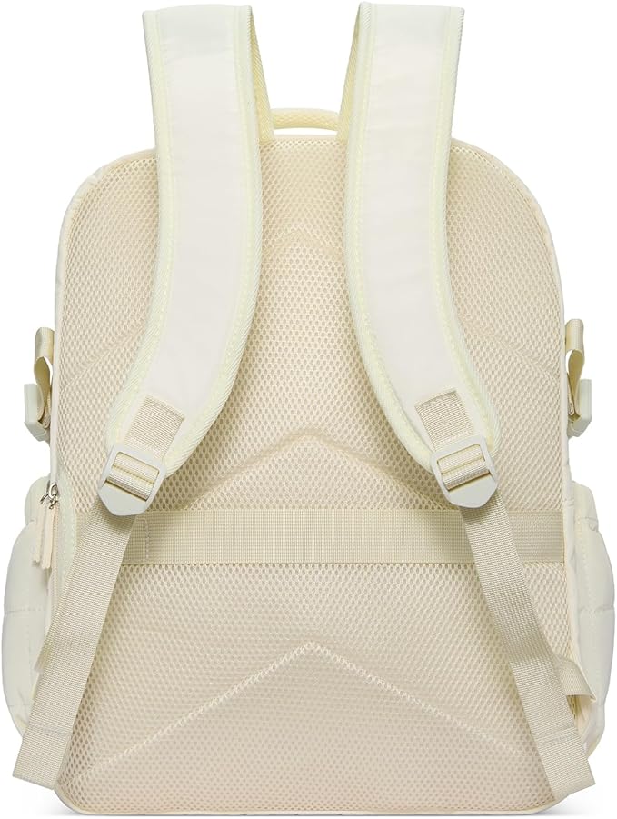 CLUCI Wrinkle-Resistant Laptop Backpack for Women, 17.3 Inch Anti Theft Travel Backpack, Puffer Quilted Work Backpack, Water Resistant College Bookbag with RFID