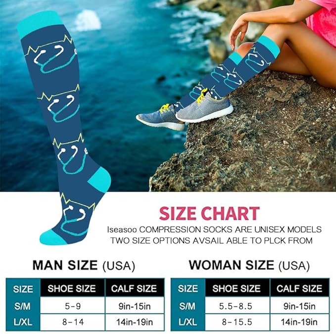 Copper Compression Socks 15-20 mmHg for Men & Women 8 Pairs – Circulation Support for Nurses, Travel, Running, Hiking, Soccer