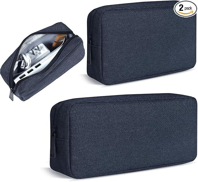 Electronic Organizer Accessory Pouch, Travel Electronic Accessories Storage Case Cable Organizer Bag for MacBook Charger, Power Bank, Hard Drive, Cords, Laptop Mouse (Small+Big, Navy Blue)