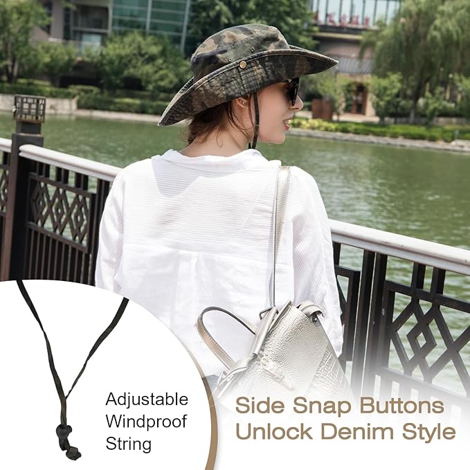 Bucket Hat Wide Brim UV Protection Sun Hat Boonie Hats Fishing Hiking Safari Outdoor Hats for Men and Women