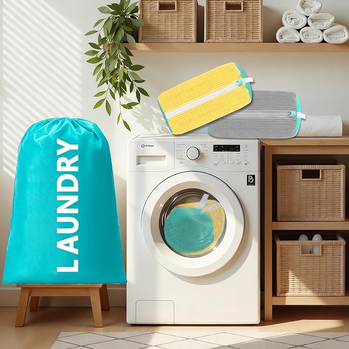 Shoe Washing Machine Bags 2Pcs, Shoe Washing Bags with2-Size Travel Laundry Bags - Washer & Dryer Safe Protector for Sneakers/Boots/Shoes Machine Washable Set