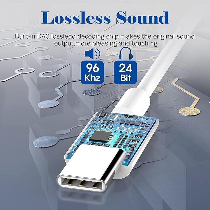 USB-C to 3.5mm Audio Adapter – Headphone Jack Adapter for iPhone 16/16 Pro/15/15 Pro/Pro Max/Plus, Type-C Aux Dongle Cable Compatible with iPad, MacBook, Galaxy S24/S23/S22/S21 Ultra