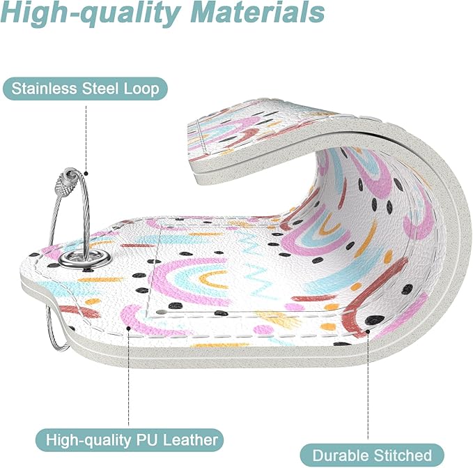 Rimilak 3 Pcs PU Leather Luggage Tags for Suitcase, Travel Cruise Luggage Tag with Privacy Flap, Name ID Label and Metal Loop for Women Men Baggage Handbag School Bag Backpack, Rainbow