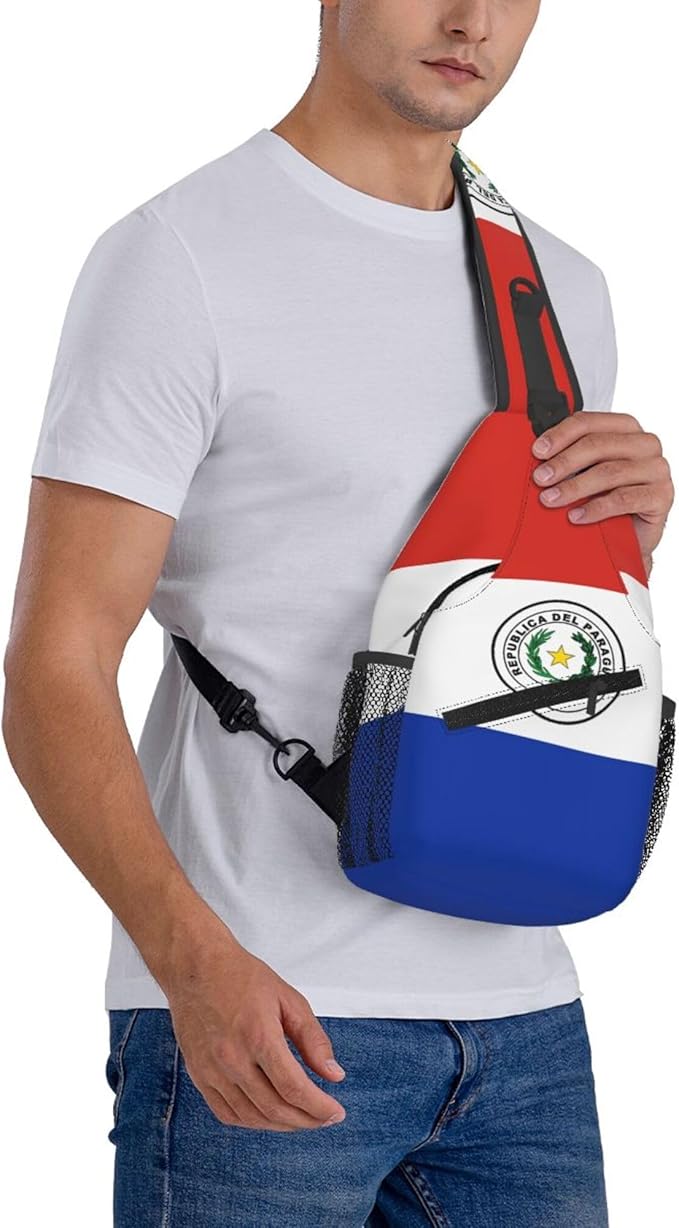 GJXFLSY Paraguay Flag Sling Backpack Crossbody Bag Casual Chest Bags Travel Hiking Daypack Shoulder Bag for Women Men