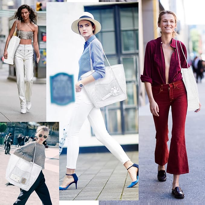 KALIDI BeachNylon Mesh Tote Bag, Casual Tote Bag Hobo Women Foldable MAX 23L Shoulder Bag For Beach Picnic Vacation