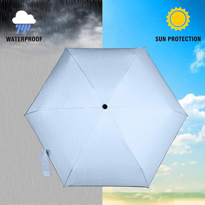 Small Travel Umbrella Compact for UV Protection Light Purse Size Umbrellas for Sun Rain Portable for Backpack