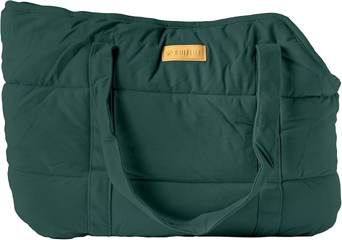 NoblePup Plush Dog Purse Carrier for Small Dogs, Soft Dog Tote Bag with Safety Harness Clip, Cozy Pet Carrier for Dogs Under 15 lbs, Comfortable Dog Shoulder Carrier for Travel, Green