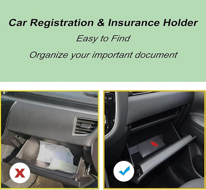 Leather Car Registration and Insurance Cards Holder, Vehicle Glove Box Car Organizer Documents License Compatible with Dodge Challenger Charger SRT RAM Auto Interior Accessories