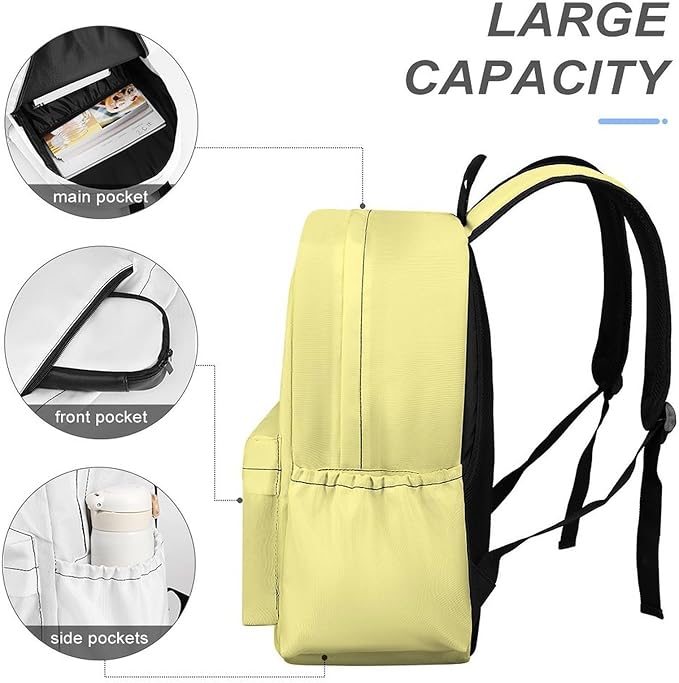 Pale Luxury Yellow Backpack Adult Travel Daybag for Women Men College Backpack for Vacation Hiking Camping Bag