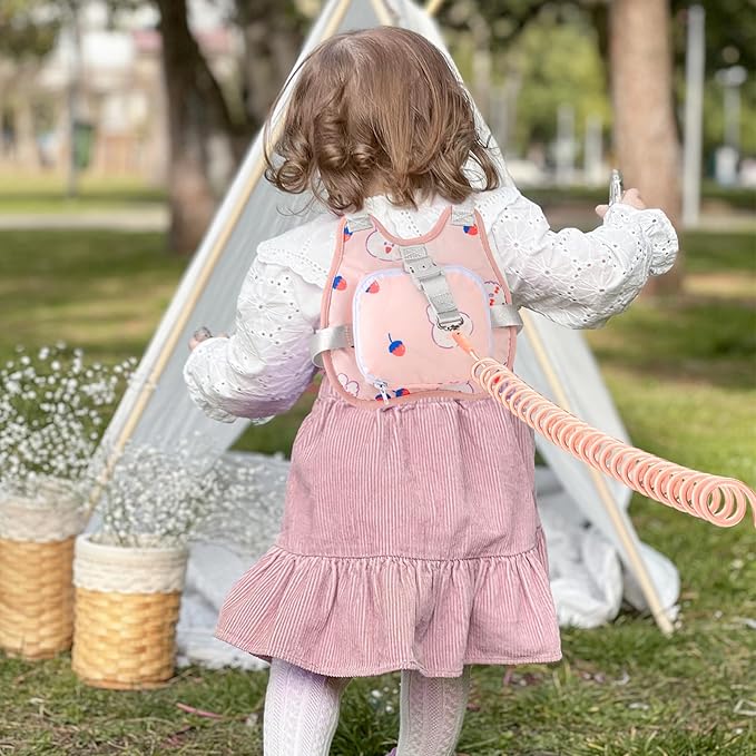 Toddler Harness Leash + Anti Lost Wrist Link, Accmor Toddler Leash-Baby Walking Safty Harness for Kids Walking Wristband Assistant Strap Belt for Girl (Pink)