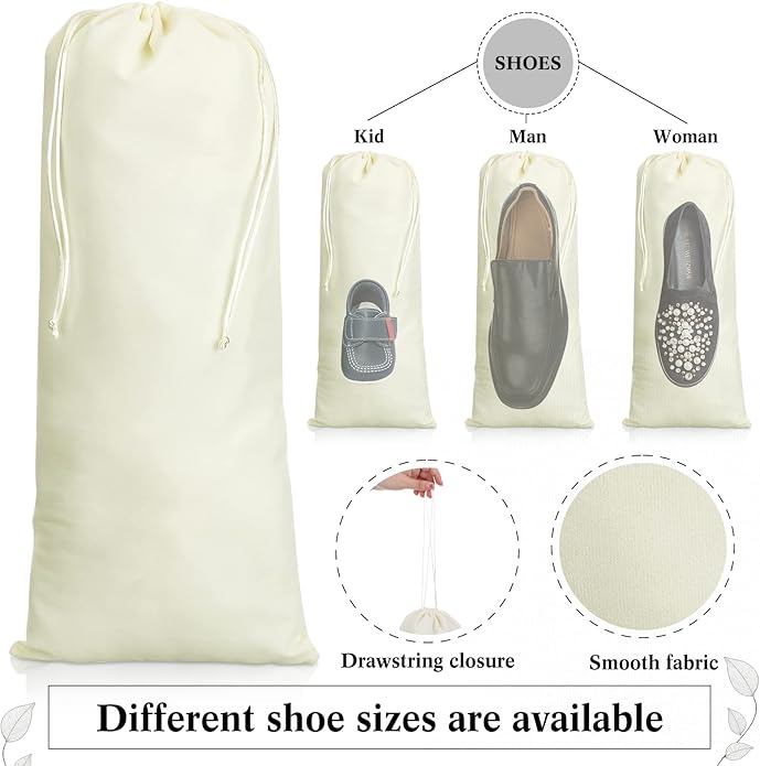 Chumia 12 Pcs Shoe Dust Bags Single Pouch with Drawstring Closure Washable Breathable Shoe Covers for Travel Home Luggage Handbags Organizer