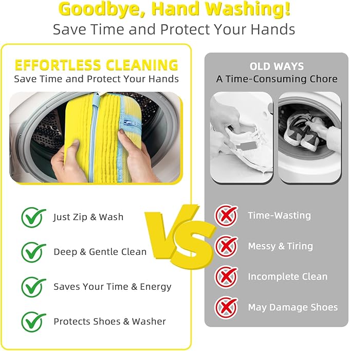 Shoe Washing Machine Bag | Laundry Shoe Bag for Washer and Dryer, 1pcs Reusable Shoes Cleaner Bags, Chenille Microfiber for Sneakers Tennis Shoes, Zipper with Lock Ring