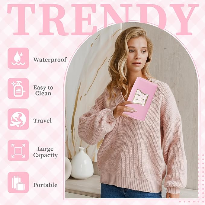 Small Personalized Initial A-Z Patch Makeup Bag,Pink Cute PU Leather Glitter Letter Cosmetic Bag for Teen Girls,Travel Toiletry Bag with Zipper,Preppy Monogrammed Birthday Gift for Daughter Niece W