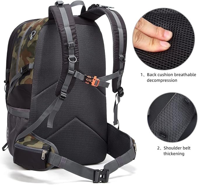 SPEEDPARK Hiking Backpack 40L Waterproof Hiking Daypack with Rain Cover, Outdoor Trekking Travel Backpacks for Men Women