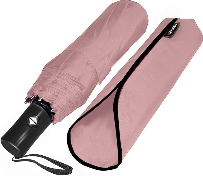 SIEPASA Windproof Travel Compact Umbrella-Automatic Umbrellas for Rain-Compact Folding Umbrella, Travel Umbrella Compact, Small Portable Windproof Umbrellas for Men Women Teenage.(Pink)