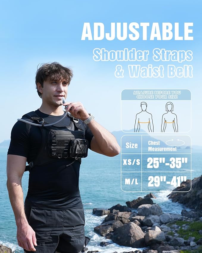 Zelvot Running Vest with 2L Water Bladder, Hydration Backpack, USA Original Patent, Lightweight Hydration Pack with Gear Holder, Reflective Chest Pack for Men Women for Marathon