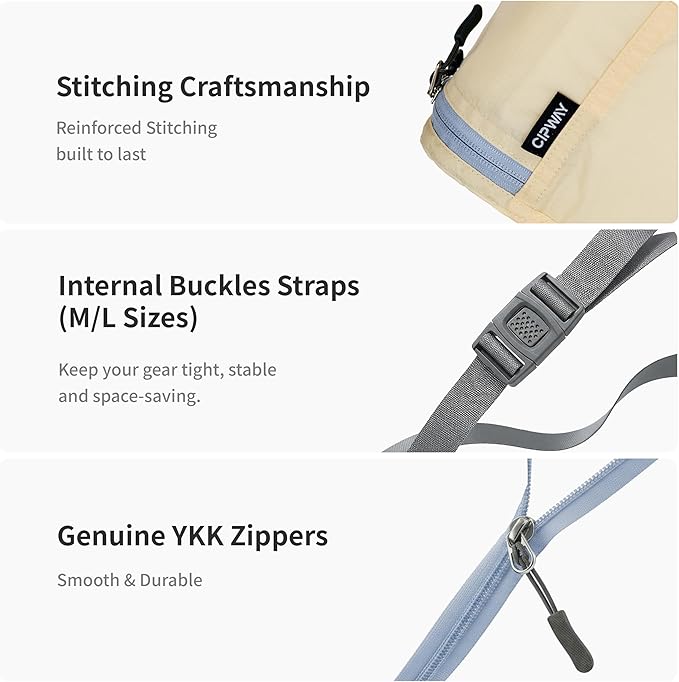 Cipway 5 Set Packing Cubes for Travel Suitcase Organizer for Accessories Luggage Carry On Suitcase Lightweight Vanilla Cream