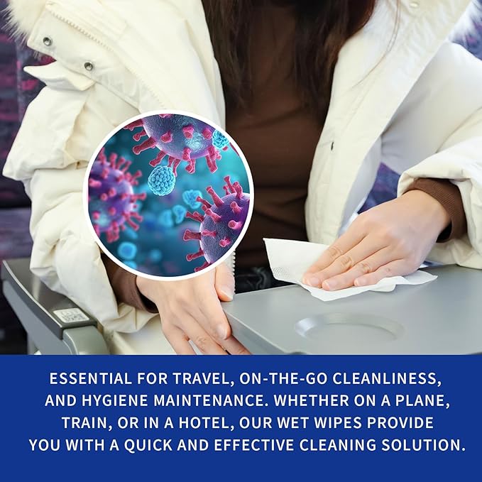 75% Alcohol Hand Sanitizer with Aloe Moisturizer & Vitamin E for On-the-Go Use, All-Purpose Travel Wipes Count, Restaurant, Home Office