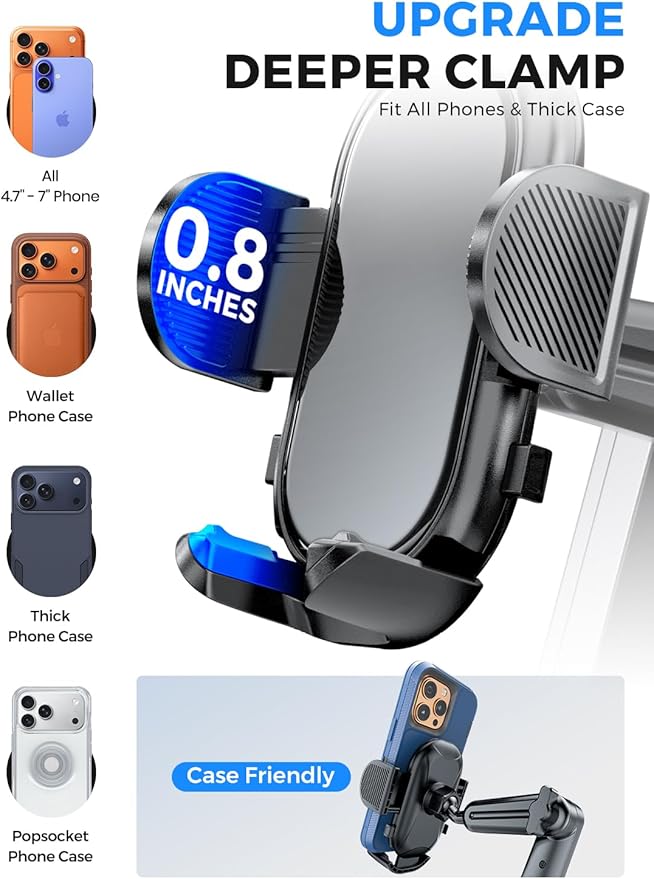 eSamcore Cup Holder Phone Holder, 15" Height Car Cup Holder Phone Mount Heavy-Duty Holders for Your Car Truck Cupholder with Expandable Base Fit for iPhone 17/16/ 15, 4.7”-7” Cellphone