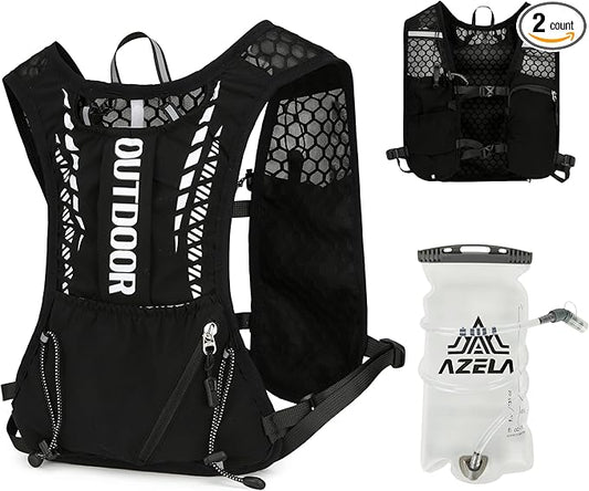 Hydration Running Vest with 1.5L Water Bladder for Hiking Backpack, Reflective Safety Vest for Men & Women, Lightweight Adjustable Marathon Gear for Trail Running