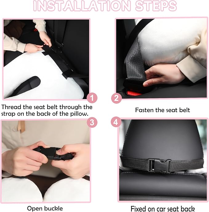 Kids Travel Pillow for Car Seat with Hand Muff, Cartoon Neck & Headrest Seat Belt Pillow for Car Road Trips Long-Distance Travel Sleeping Pillow for Adults and Children, Yellow