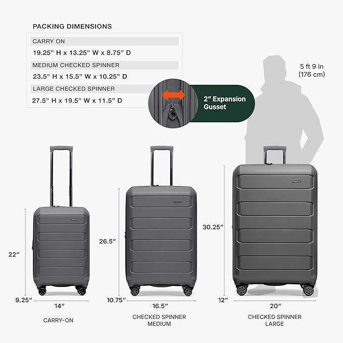 Traveler's Choice Pagosa Indestructible Hardshell Expandable Spinner Luggage, Gray, 30-Inch Large