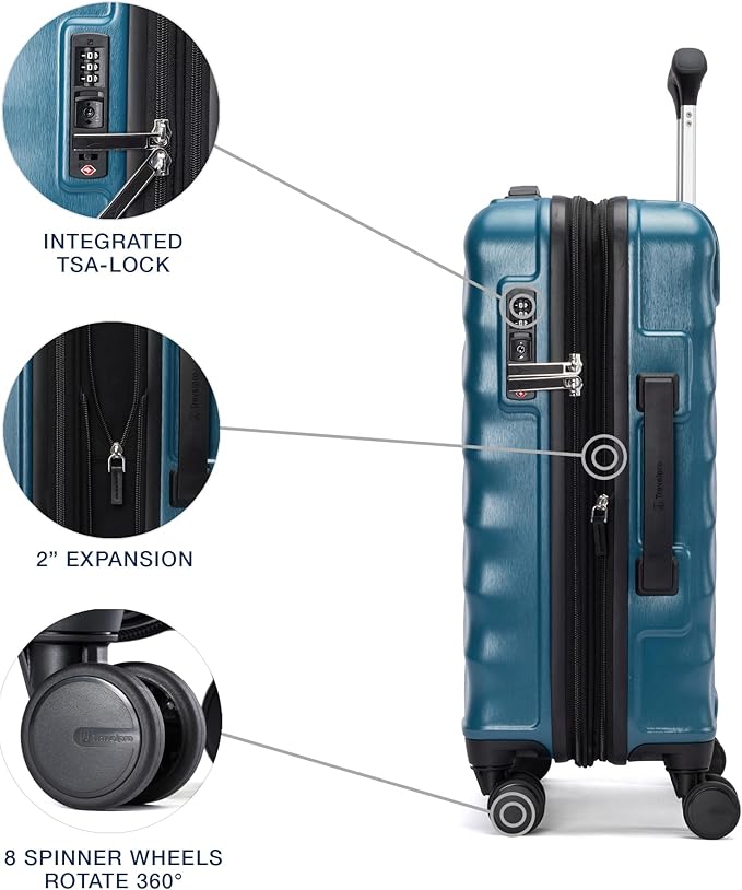 Travelpro Maxlite Air V2 Hardside Expandable Carry on Luggage, 8 Spinner Wheels, Lightweight Hard Shell Suitcase, TSA lock, Teal, Compact Carry On 20-Inch