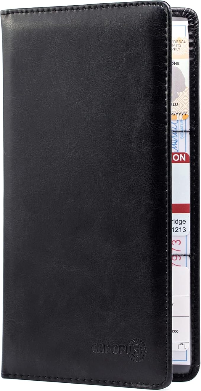 CANOPUS Car Registration and Insurance Holder, PU Leather Card Holder, Vehicle Glove Box Organizer for Auto, SUV, Truck, Black