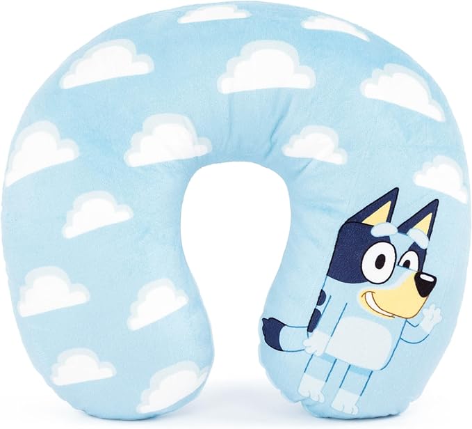 Jay Franco Bluey Kids Travel Set - 3 Piece Set Includes 40 x 50 Throw Blanket, Eye Mask, and Neck Pillow - Super Soft & Cozy Travel Accessories
